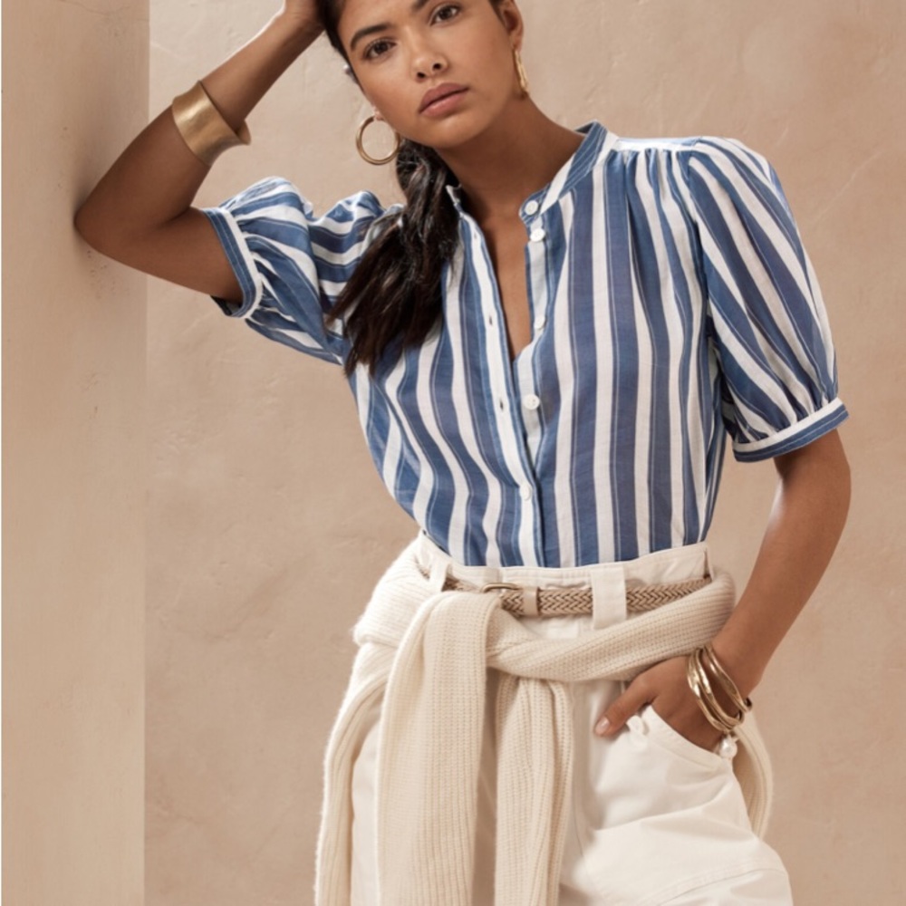 COPY - Banana republic ramie striped blouse